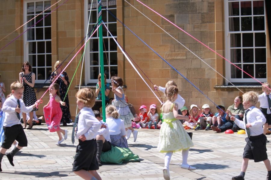 Children of Overbury C of E First School at the Maypole celebrations